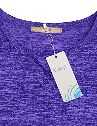 Moisture Wicking Long Sleeve Workout Tops for Women - Medium Purple