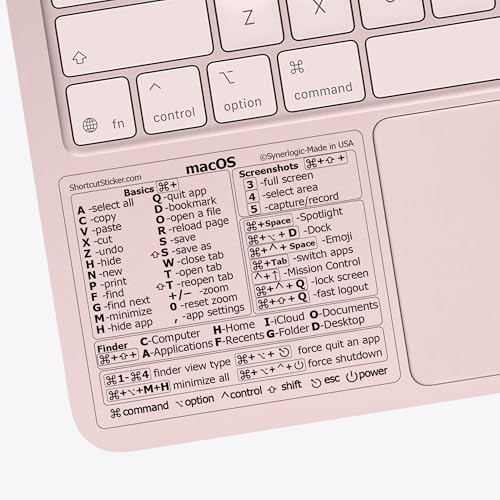 Mac OS Keyboard Shortcut Sticker - Laminated Vinyl Reference Guide - Clear