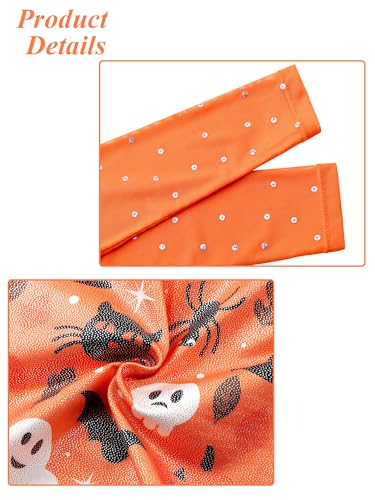 Girls 3/4 Sleeve Gymnastics Leotard with Mesh Sequin - 4-5T Orangepumpkin
