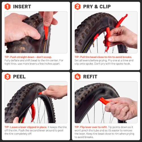 Bike Tire Levers Set - Easy-to-Use 2 Pack (Lava Red)
