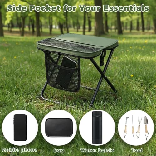 16" Portable Folding Stool, Collapsible Backpack Chair for Adults