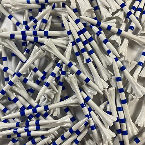 Champ My Hite FLYtee Stripe Golf Tees 2-3/4" White/Blue 100 Count - Durable & Consistent Tee Height