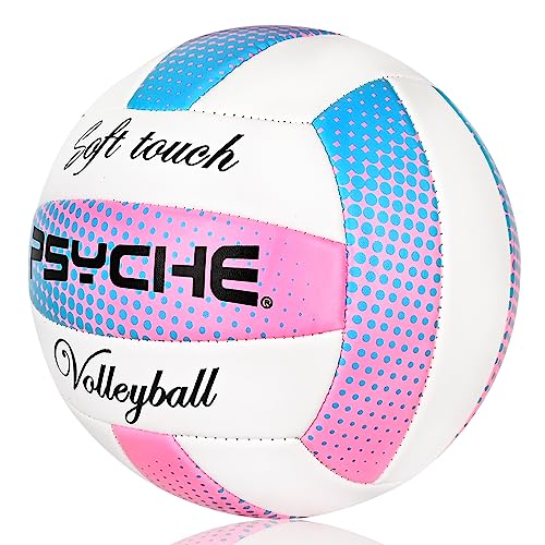 Wisdom Leaves Official Size 5 Volleyball - White/Blue/Pink, Indoor/Outdoor Beach Play