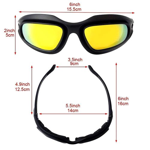 KEMIMOTO Riding Goggles for Men - UV Protection, Windproof & Dustproof with 4 Lens Kit for Outdoor Activities