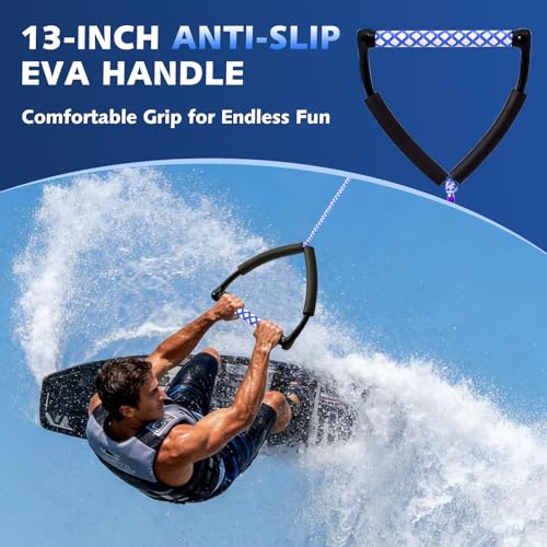 75FT Water Ski Tow Rope with Handle - Blue & White