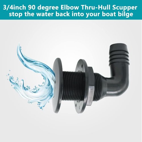 Marine Bilge Pump Hose - 3/4 Inch Plumbing Kit with 90-Degree Elbow & Stainless Steel Clamps | 5 FT Long