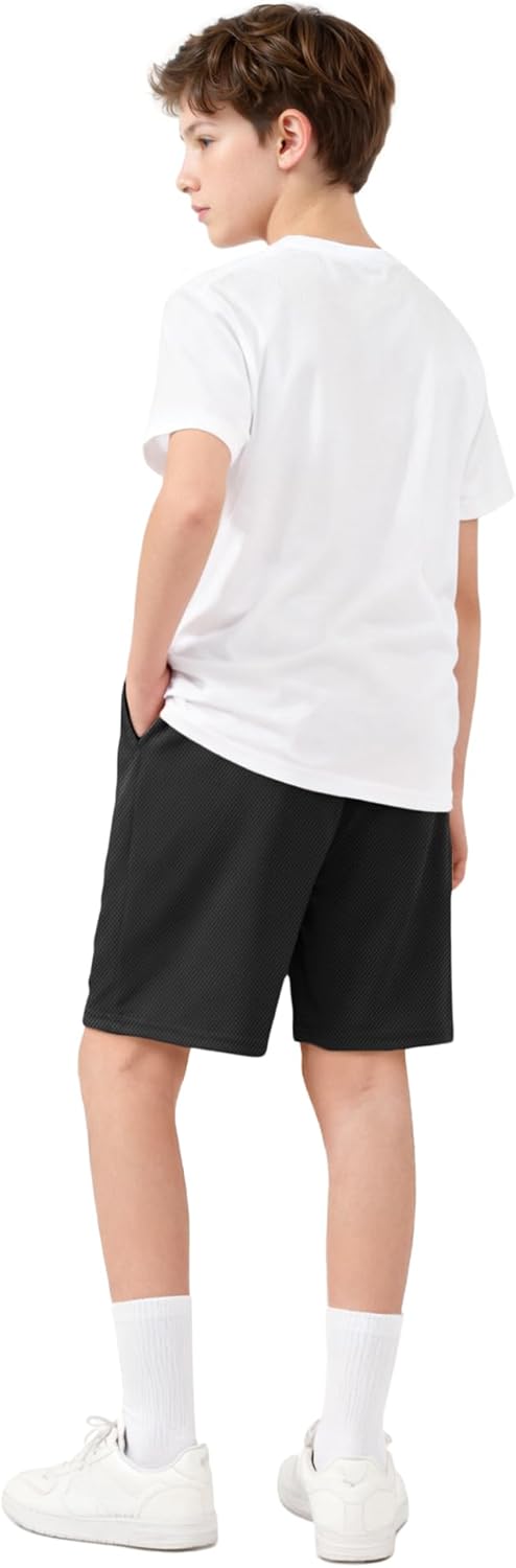Auranso Boys Athletic Shorts - Quick Dry Mesh Basketball & Soccer Shorts with Pockets | Youth Activewear