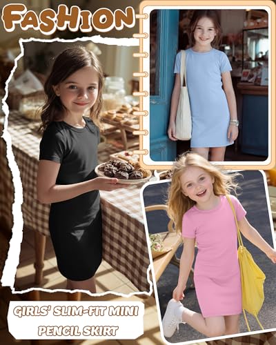 3-Pack Girls Bodycon T-Shirt Dresses for Casual Wear
