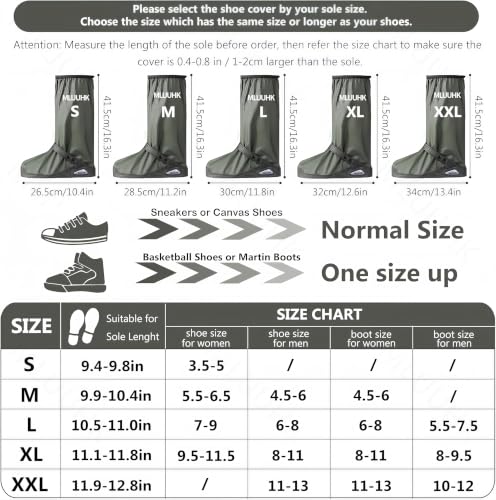 MLUUHK X-Large Green Waterproof Reusable Shoe Covers for Men & Women
