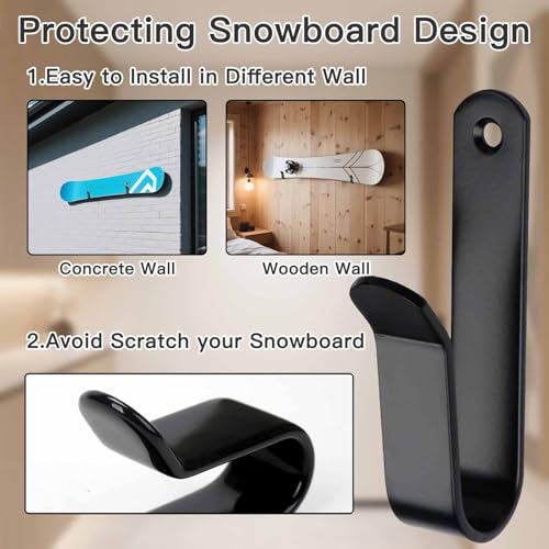 Snowboard Wall Mount & Skateboard Display Rack - 2 PCS Black