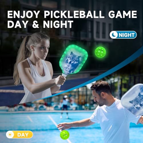 AboveGenius 12 Pack LED Light Up Pickleball Balls, Glow in The Dark for Night Play