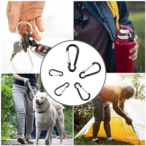 Aluminum Carabiner Clip 1.6 Inch - 10 Pack Black Snap Hook