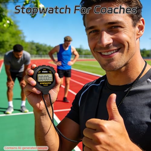 Simple Silent Stopwatch Timer - Black & Blue - Easy to Use