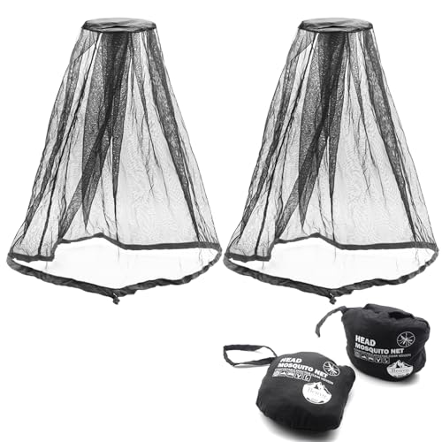 Mosquito Head Net - Black Insect Shield for Outdoor Activities (2pcs)