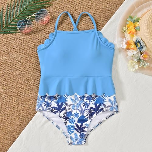 Girls One Piece Swimsuit - Light Blue, Ages 11-12
