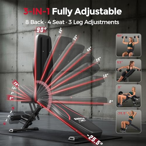 Adjustable Weight Bench for Full Body Workout - Foldable Design