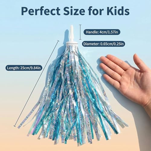 Blue Kids Bike Streamers - Pom Pom Tassels for Scooters & Bicycles