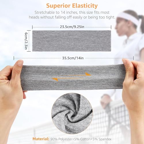 Non-Slip Wide Elastic Headbands for Women - 6 Pack Workout Hair Bands