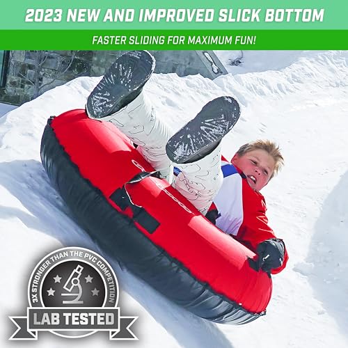 44 Inch Heavy-Duty Snow Tube with Canvas Cover - Red