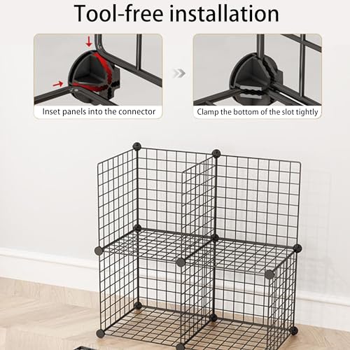 40PCS Cube Connectors Plastic Storage Wire Cube Connectors ABS Connectors Organizer for Modular Closet Storage Organizer, Wire Shelving, Wardrobe, Shoe Rack Clips, Pet Carrier, Black