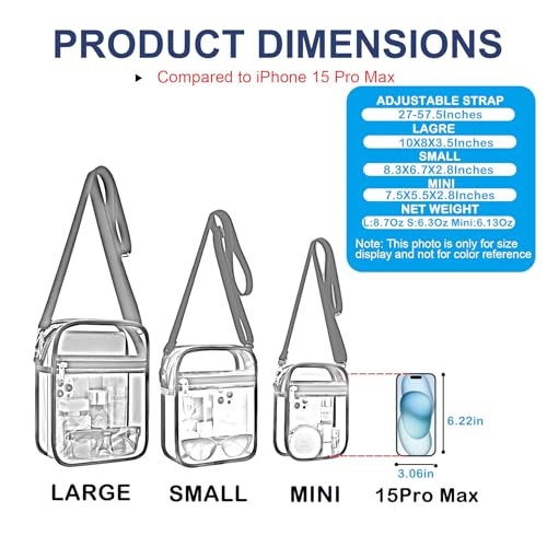USPECLARE Clear Purse for Stadium Events Transparent Messenger Bag