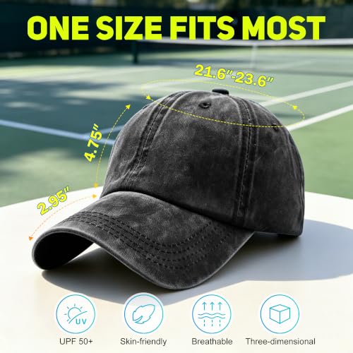 ZEXIAN Womens Vintage Washed Distressed Ponytail Hole Baseball Cap - One Size Black/Gray