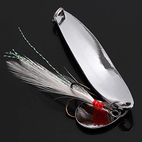 Fishing Spoons Lures Kit - 5 Metal Spinner Baits with Treble Hooks