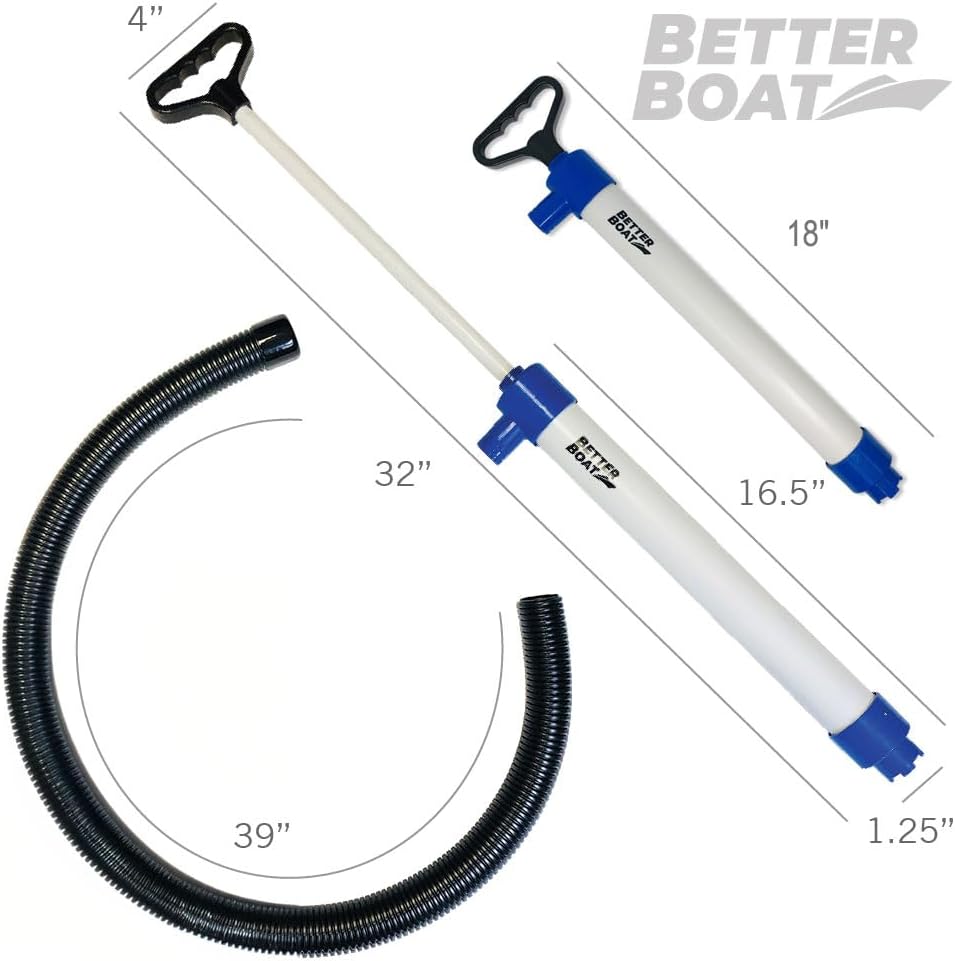 Better Boat Manual Bilge Pump - 39" Hose, Portable Handheld Water Pump for Kayaks & Dinghies, 20 GPM Suction