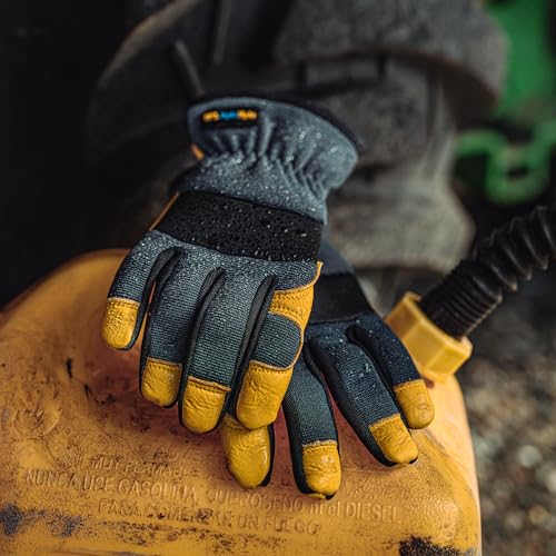 Wells Lamont Men's Slip-On HydraHyde Work Gloves ? Water-Resistant Leather for Gardening, Landscaping ? Reinforced Fingertips, Breathable Spandex ? Durable, Comfortable, Flexible ? Gray - XL