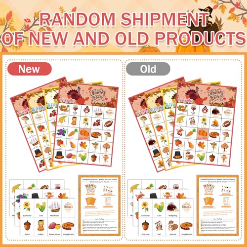 Thanksgiving Bingo Game Cards - 46 Pieces for 30 Players