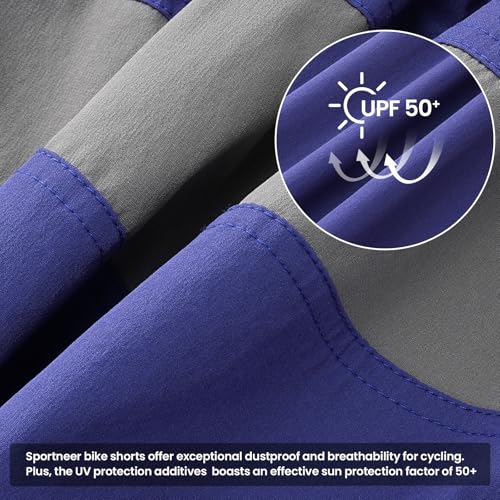 Sportneer Men's Cycling Shorts with 3D Padding Lightweight UPF 50+ Zipper Pockets