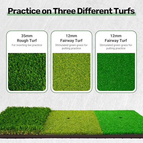 GearJoy Three-Grass Golf Practice Mat for Backyard & Indoor Swing Training