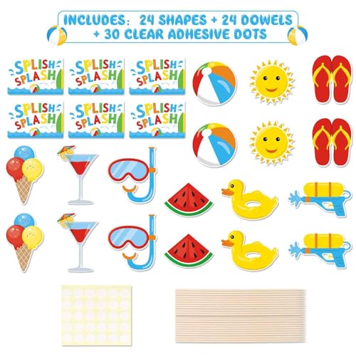 Bessmoso Multicolor Beach Party Centerpiece Table Toppers - 24pcs Fun Summer Decor