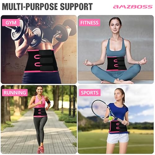 Waist Trainer for Women - Belly Sweat Band with Pocket - Medium Pink