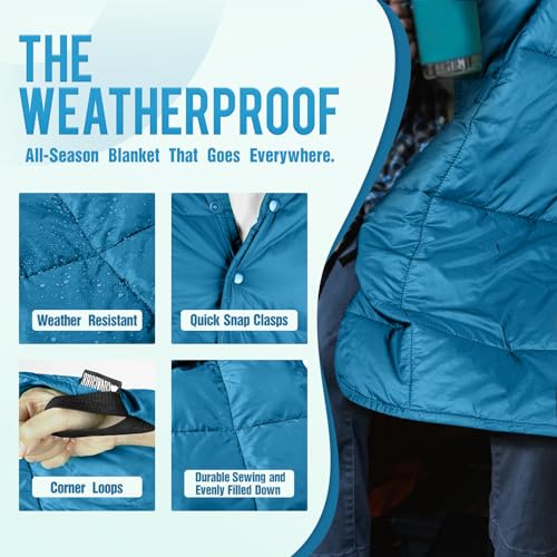 Covacure Blue Packable Down Alternative Camping Blanket 57x78"