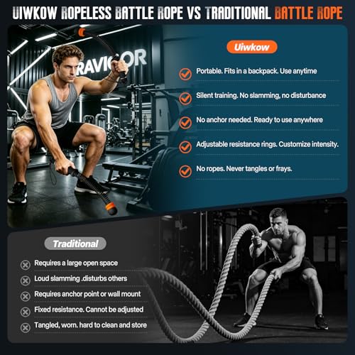 Cordless Weighted Battle Ropes – Adjustable Resistance for Home Gym - Black