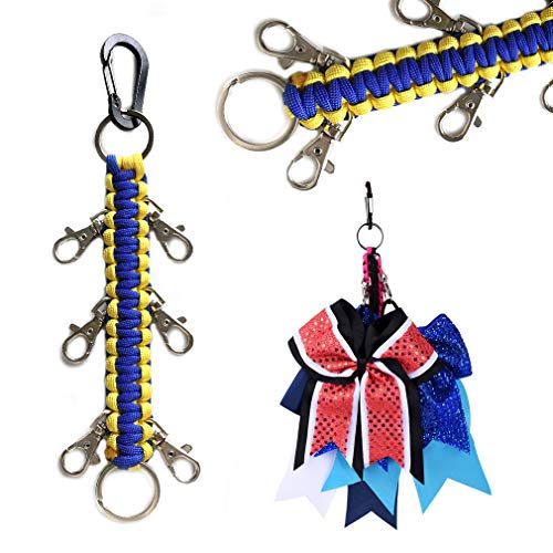 Cheerleading Hair Bow Holder - Handmade Paracord - Yellow/Royal Blue