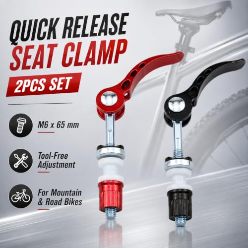Bike Seat Clamp Quick Release Bolts - 2 Pack, M6 x 65 mm