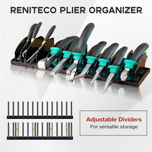 2 PCS Plier Organizer Black Pliers Holder With Adjustable Dividers Non-Slip Rubber Base for Customizable Versatile Plier Set Storage Rack