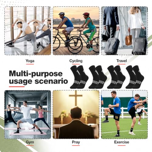 Christian Cross Socks with Bible Verse - Black, 4 Pairs