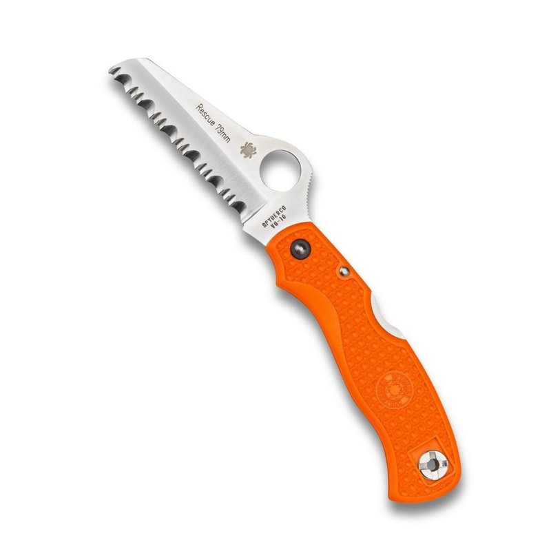 Spyderco Rescue 79mm Folding Pocket Knife with 3.1" VG-10 Steel Blade and FRN Handle - EDC Knife for Men and Women, Perfect for Hunting, Tactical, Camping, Survival, Hiking - SpyderEdge - C45SOR