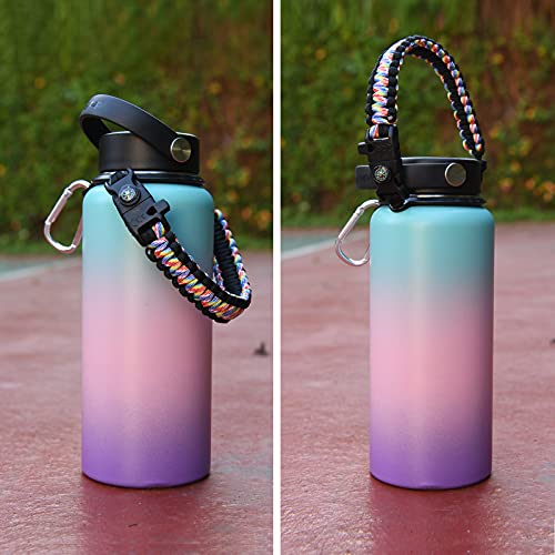 Paracord Water Bottle Handle Strap with Safety Ring & Carabiner