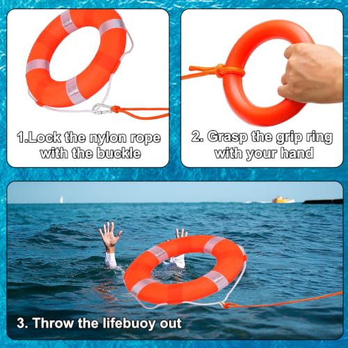 20-Inch Swim Foam Lifebuoy Set with 98.4FT Rope - Orange