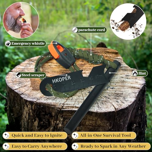 4-Inch Ferro Rod Fire Starter Survival Kit with 6-in-1 Multi-Tool Scraper