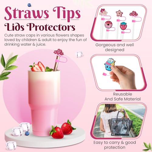 6-Pack Silicone Straw Covers for 10mm Wide Straws - Dust-Proof Reusable Caps