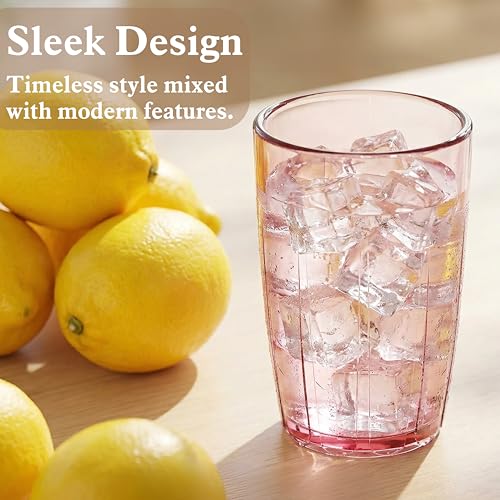 ZEAYEA 6-Pack 14 oz Acrylic Drinking Cups, Unbreakable Stackable Tumbler Set BPA-Free