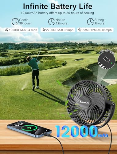 2-Pack Rechargeable Magnetic Golf Cart Fan with LED Lantern