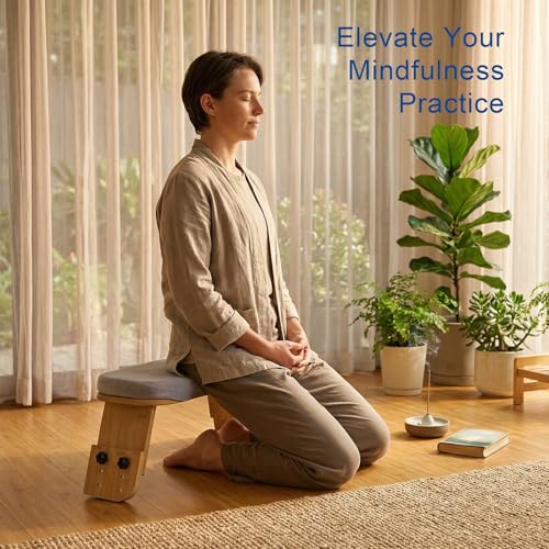 Adjustable Bamboo Meditation Bench with Cushion & Carry Bag
