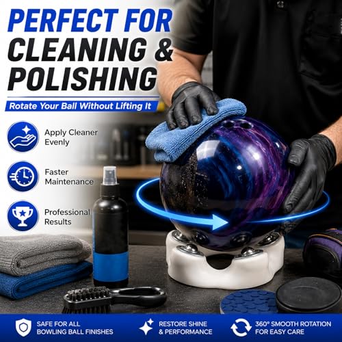 Bowling Ball Spinner & Rotating Cup Holder - Heavy-Duty Stand for Cleaning & Polishing