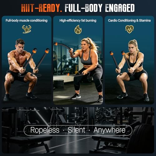 Cordless Weighted Battle Ropes – Adjustable Resistance for Home Gym - Black